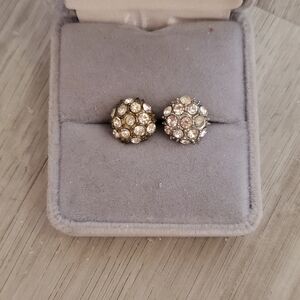💚5/$25 Vintage Large Crystal Cluster Stud Earrings Art Deco